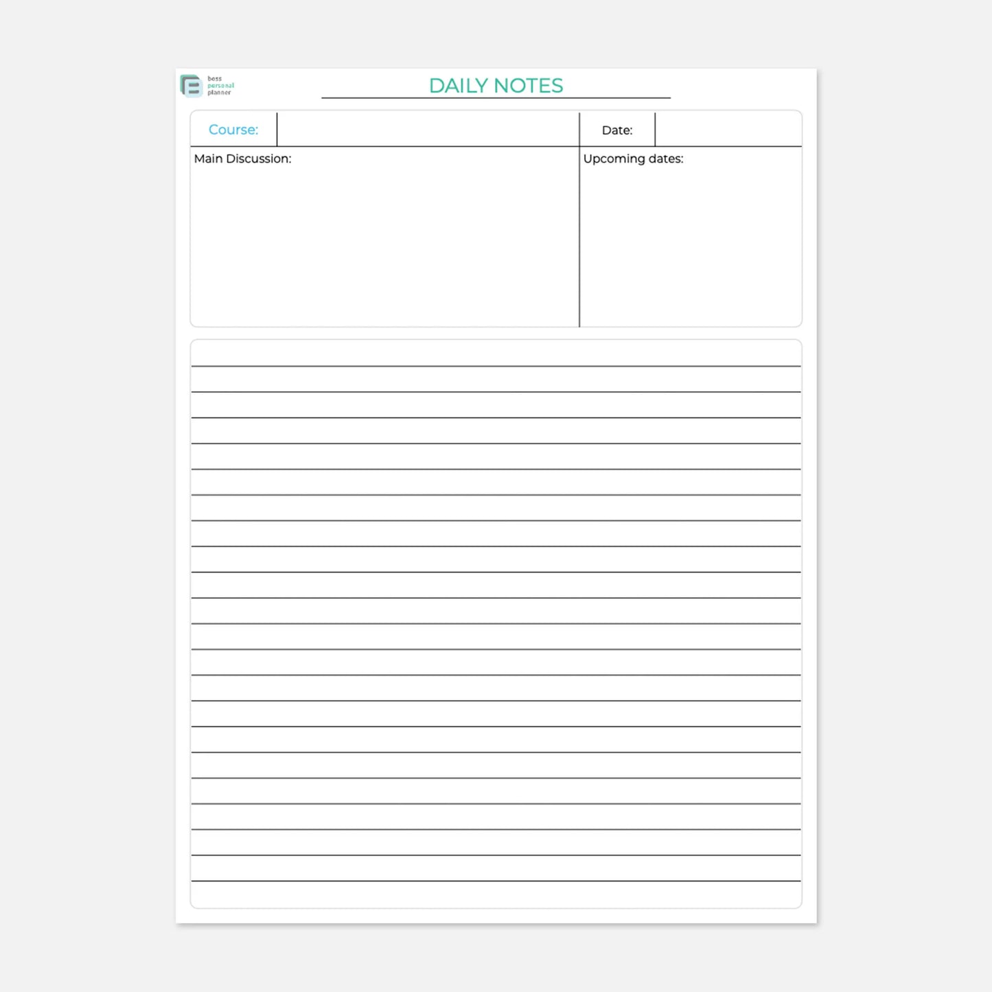 printable student planner daily notes