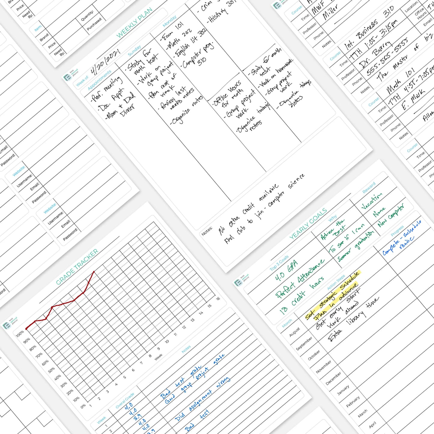 printable student planner weekly plan