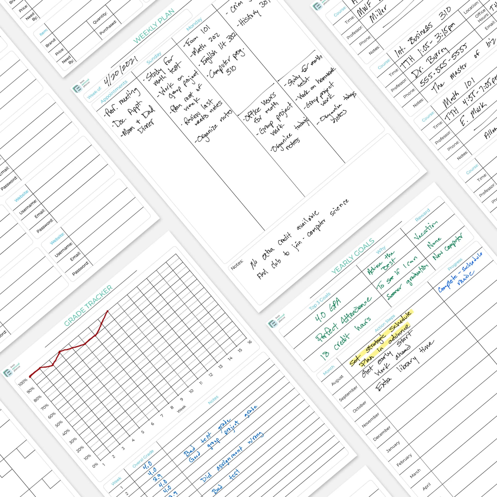 printable student planner