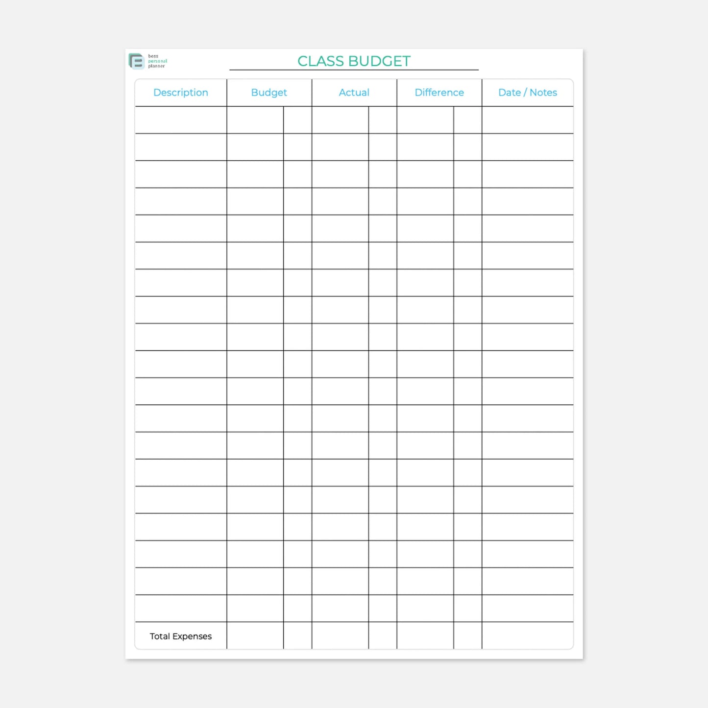 printable teacher planner class budget
