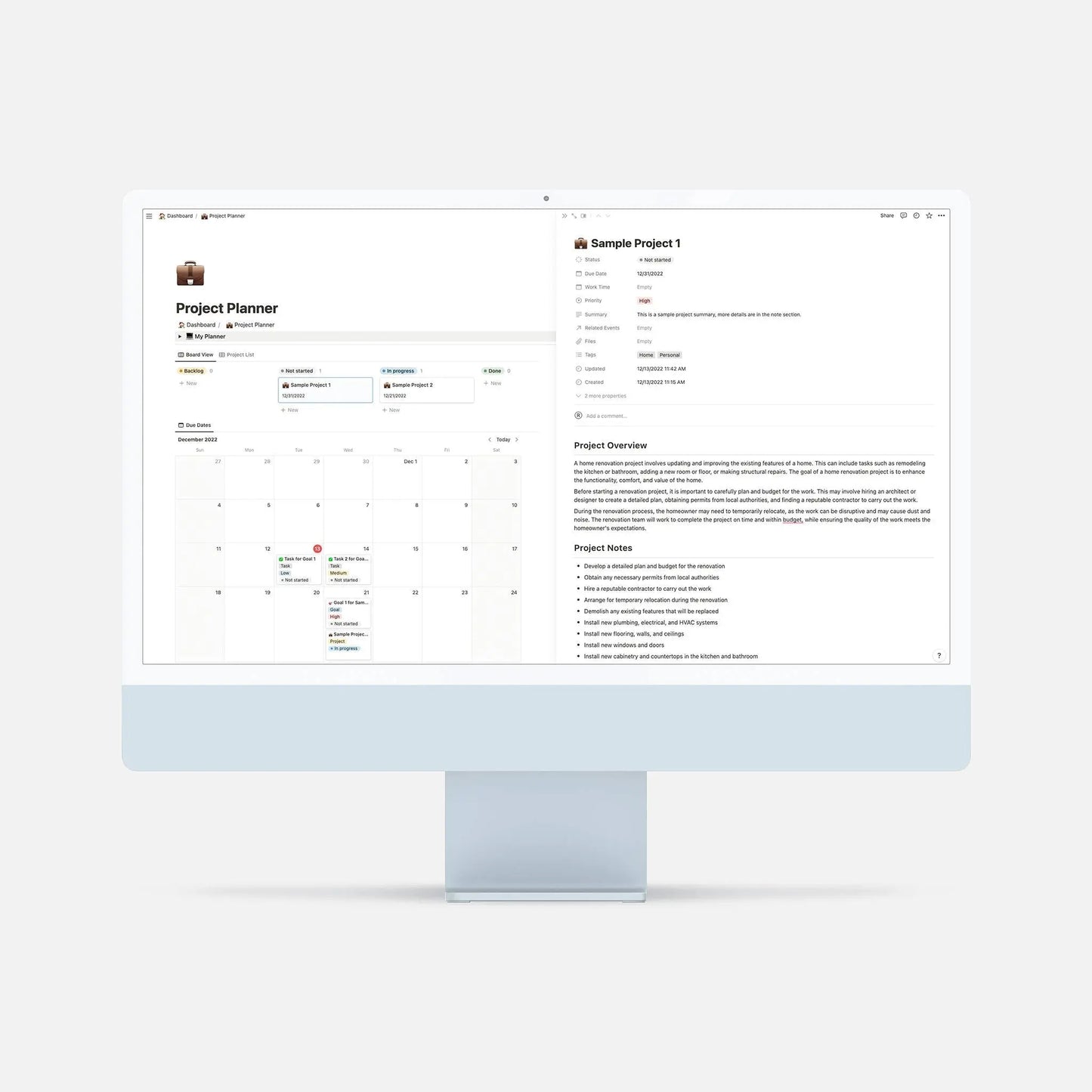 notion project planner