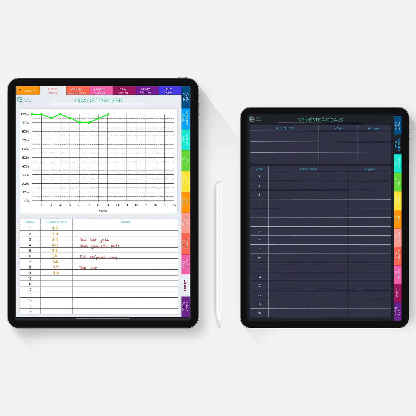 digital student planner grade tracker