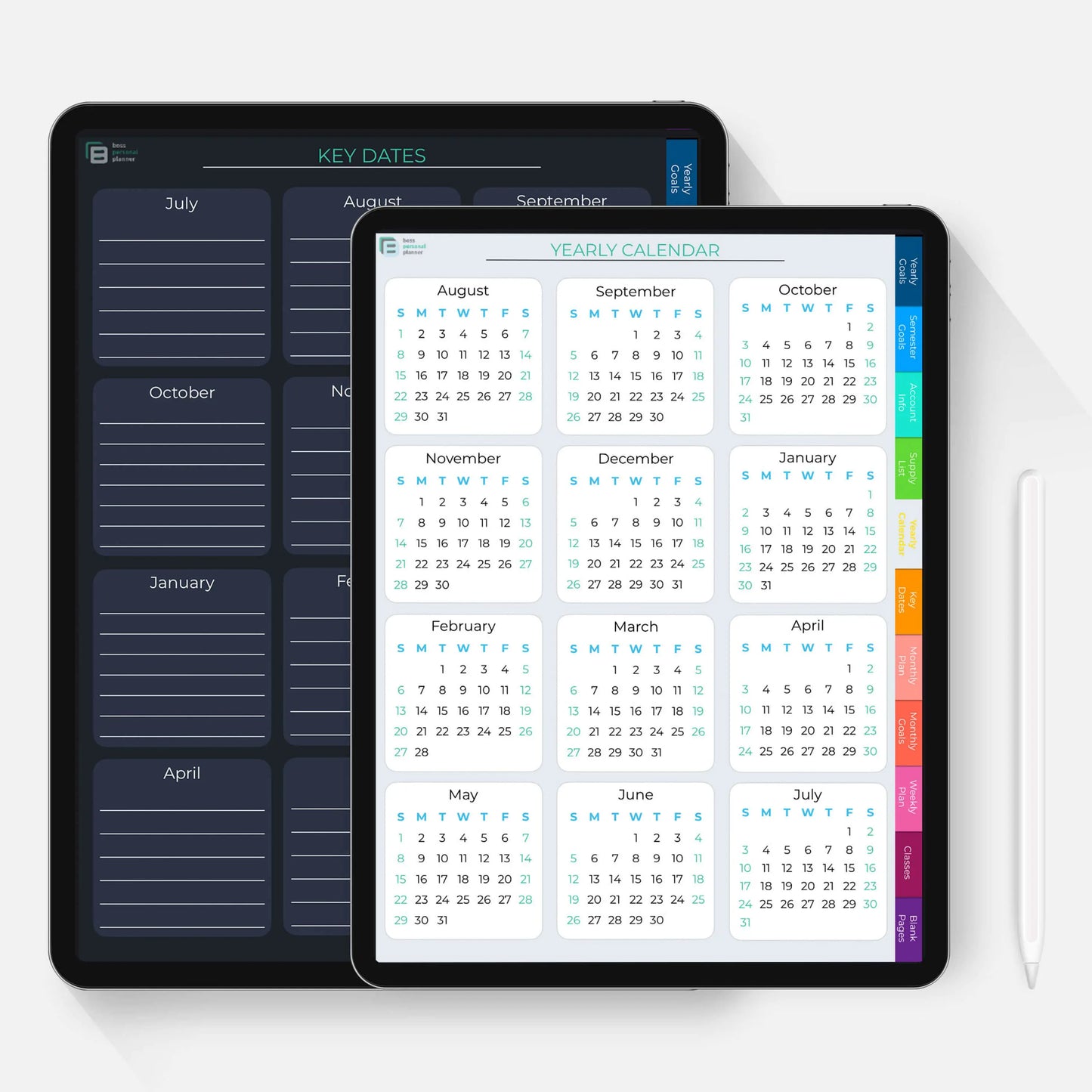 student planner key date tracker and yearly calendar