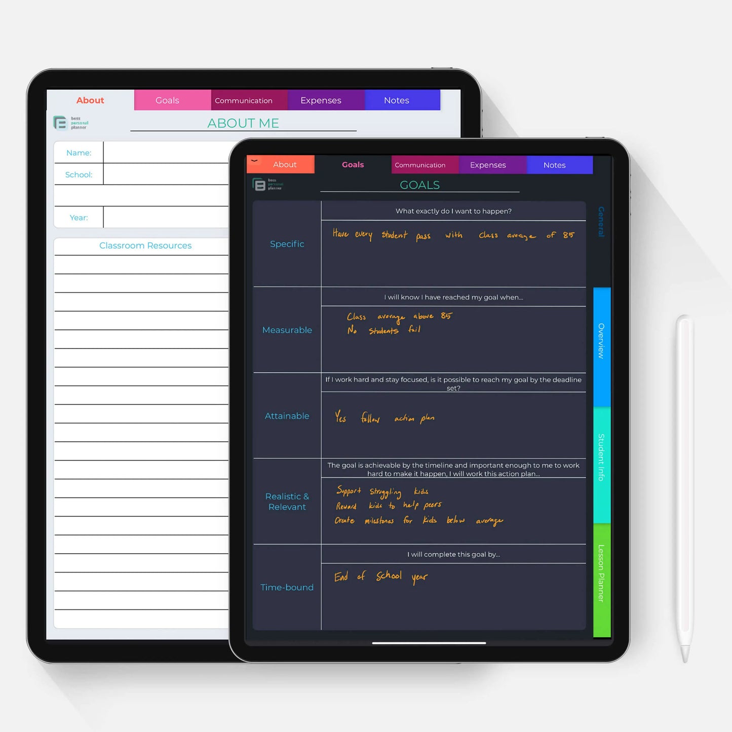 digital teacher planner goal manager