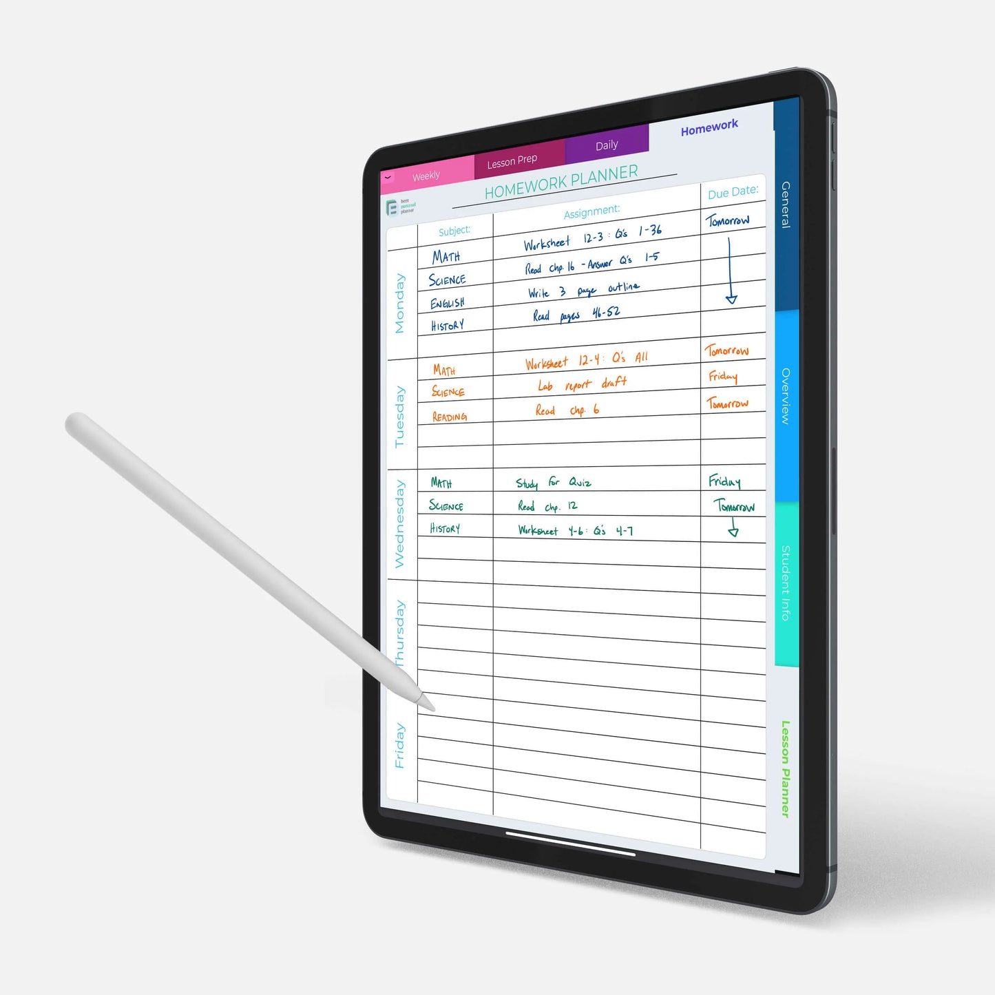 teacher planner homework planner