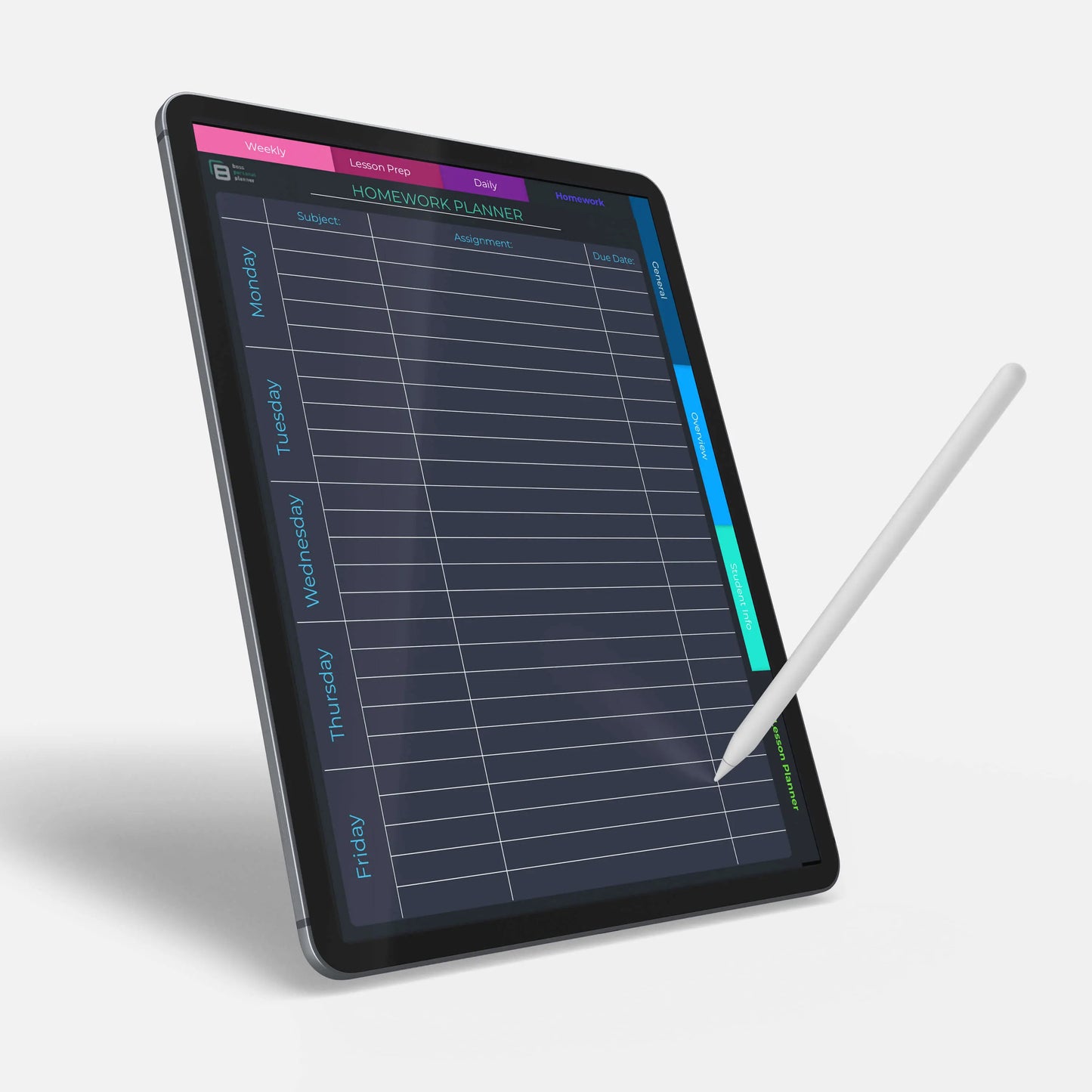 teacher planner homework schedule