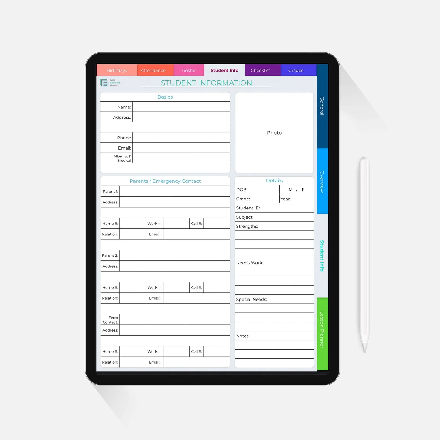 digital teacher planner student information