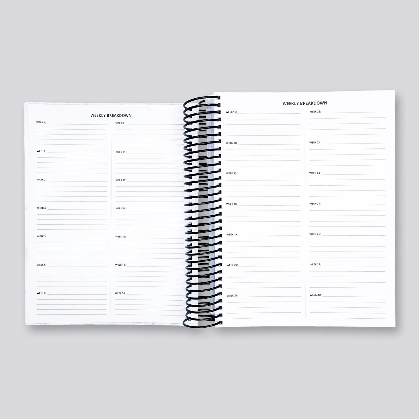 personal planner Weekly breakdown section