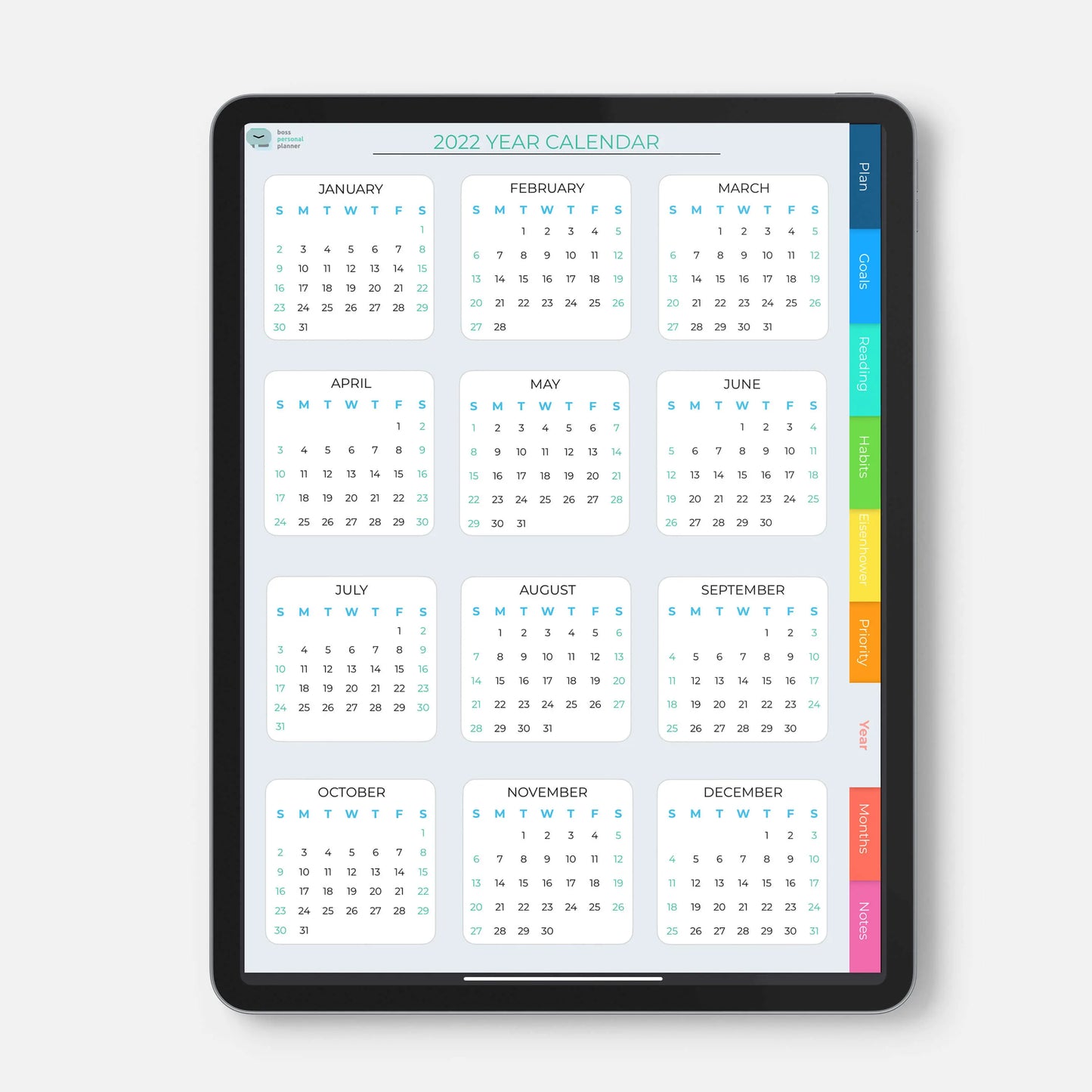 digital planner yearly calendar