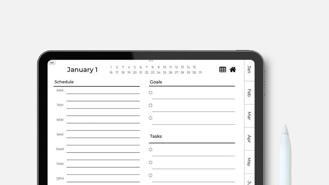 vertical section tool for digital planner