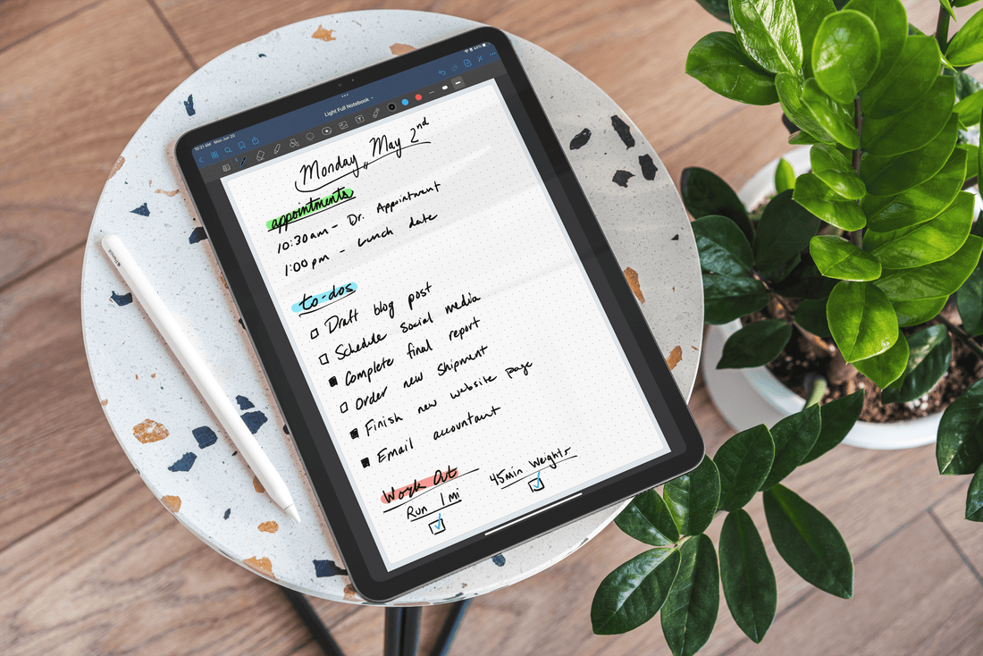 digital bullet journal daily spread example