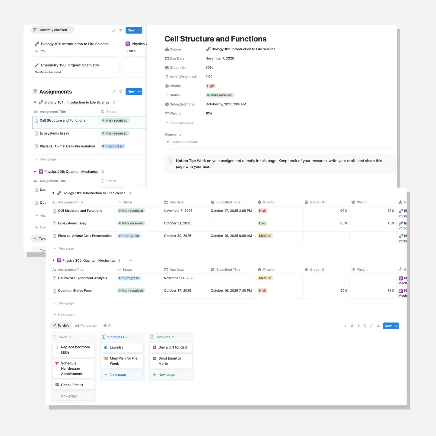 Notion Student Planner
