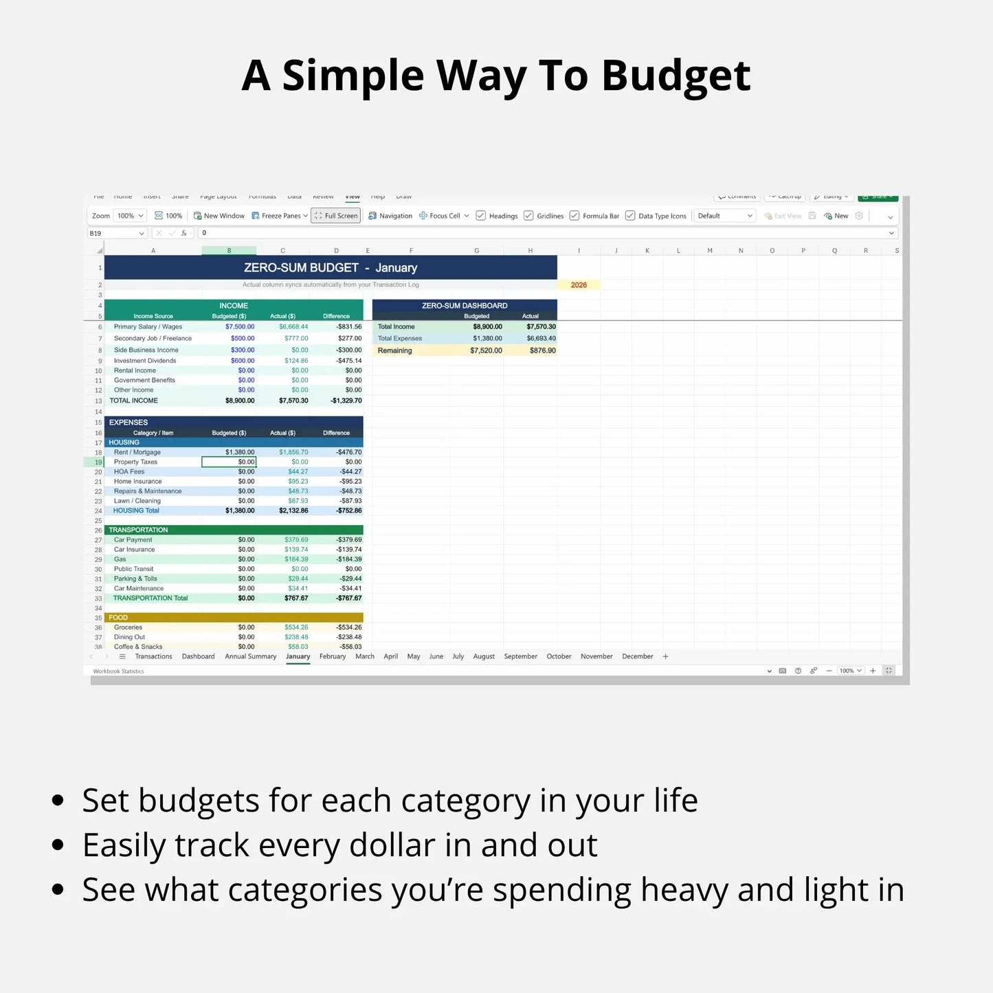 Zero Based Budget Spreadsheet
