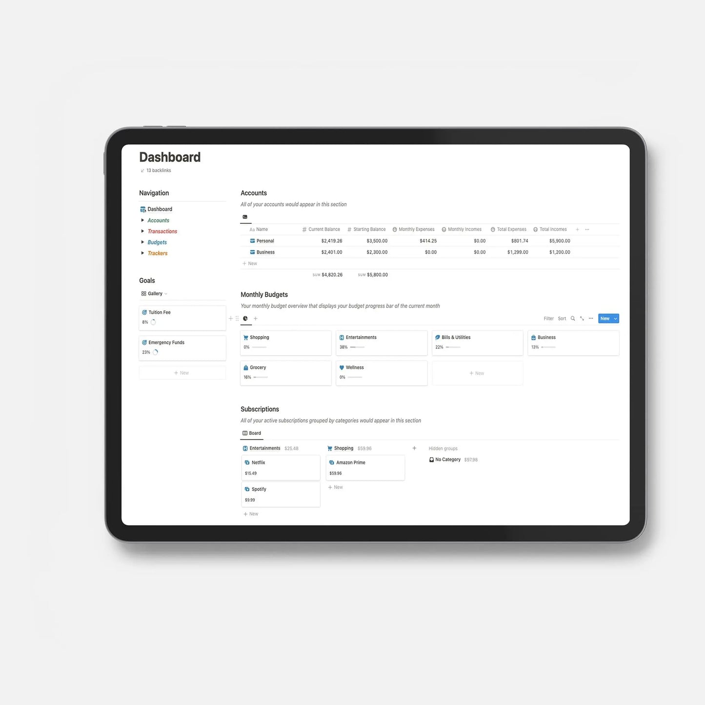 notion expense tracker