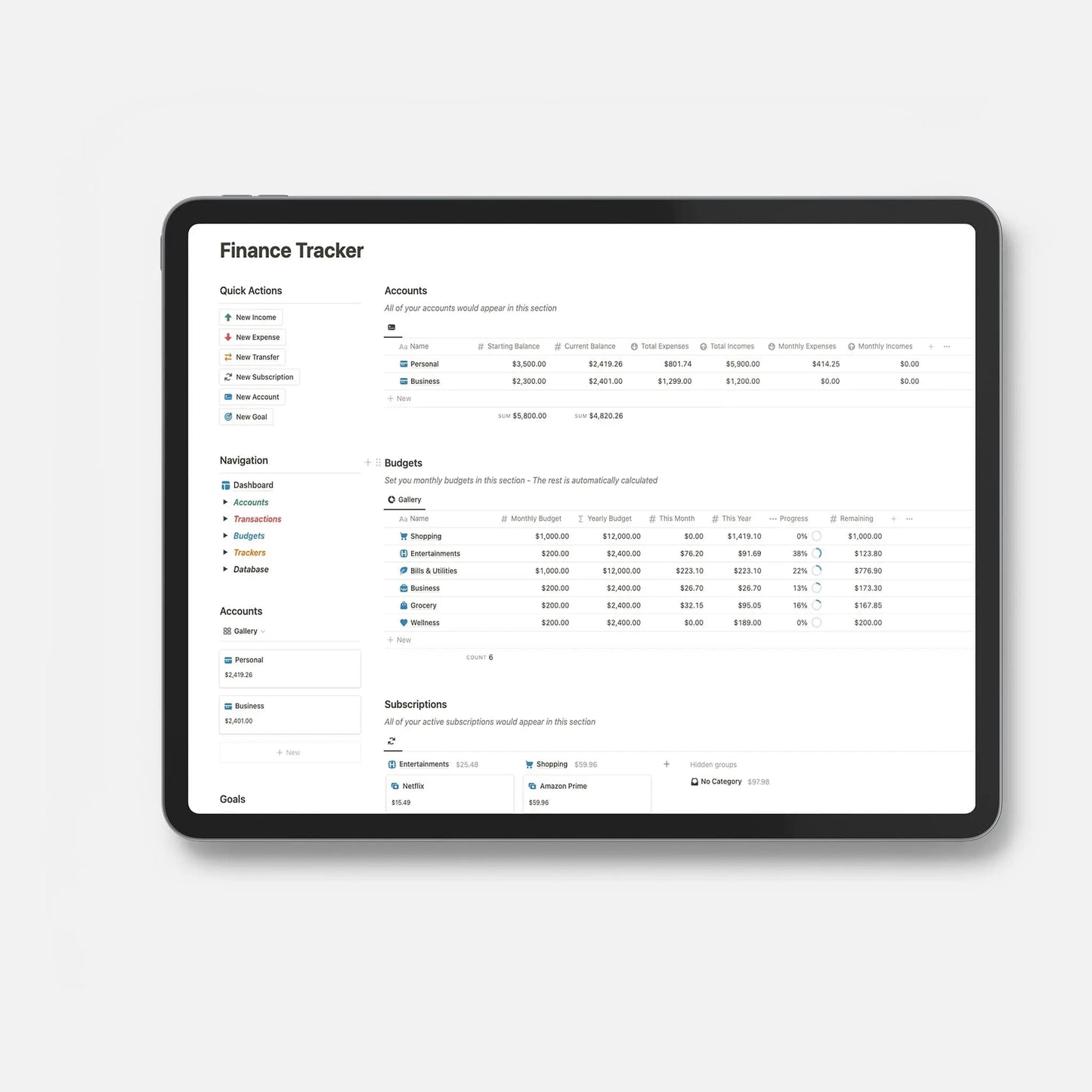 notion budget template