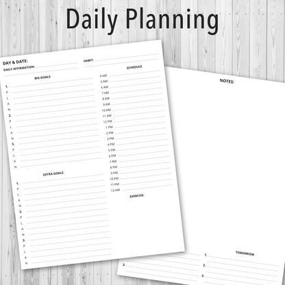 Printable PDF Personal Planner, Daily Planning