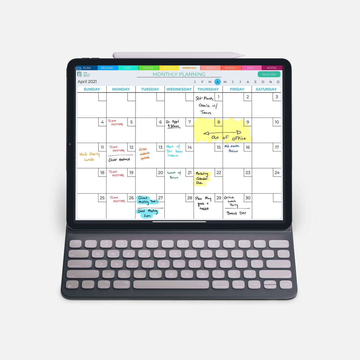 GoodNotes digital planner calendar spread