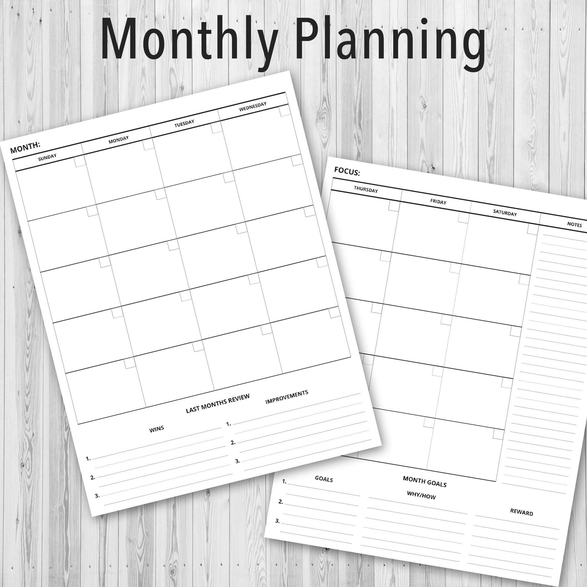 Printable PDF Personal Planner, Monthly Planning