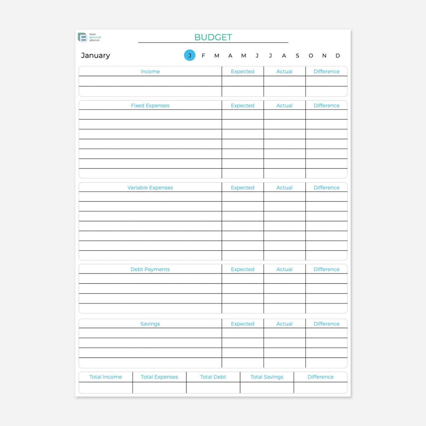 monthly expense page