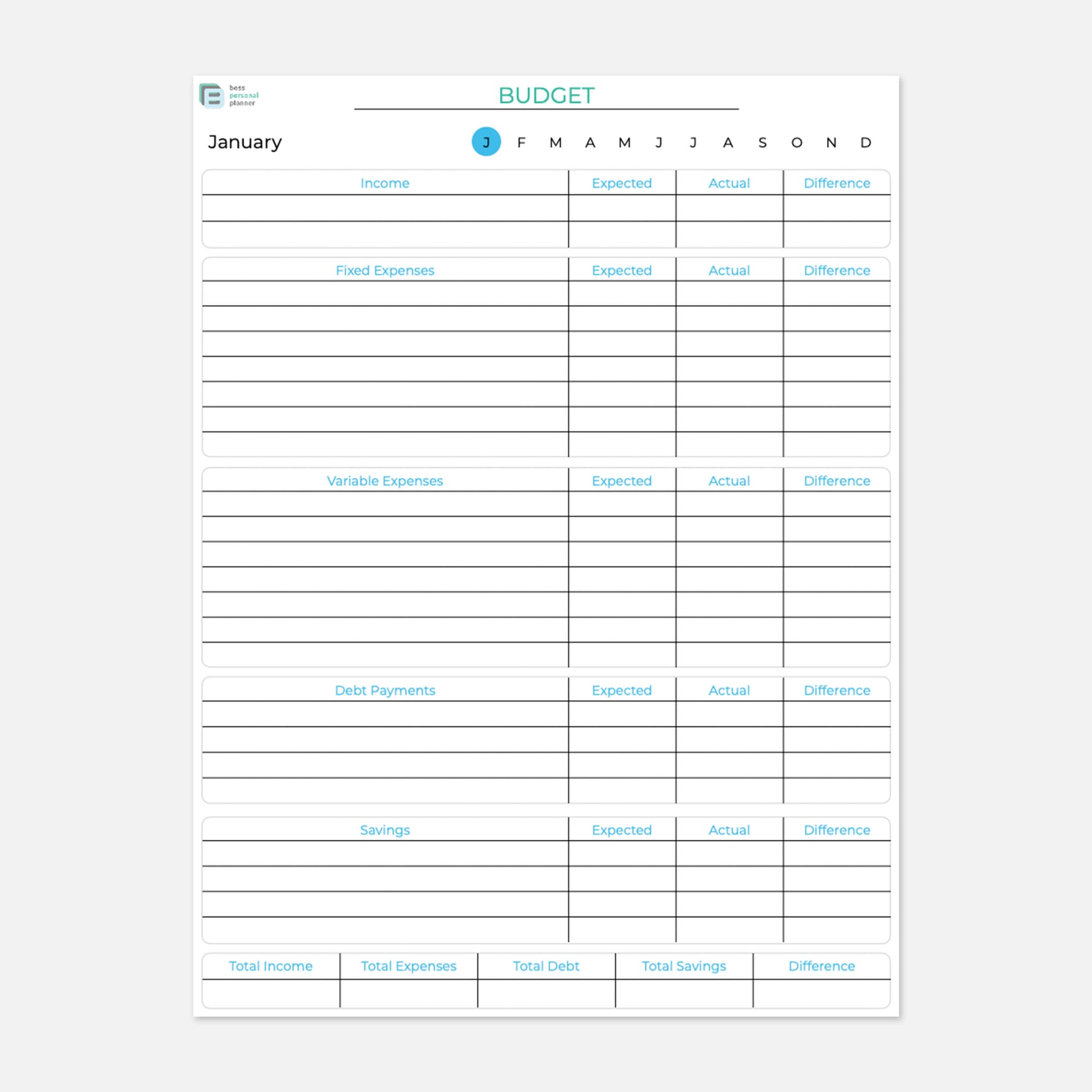 Buy Your All-in-one Printable Monthly Budget Sheet: Income