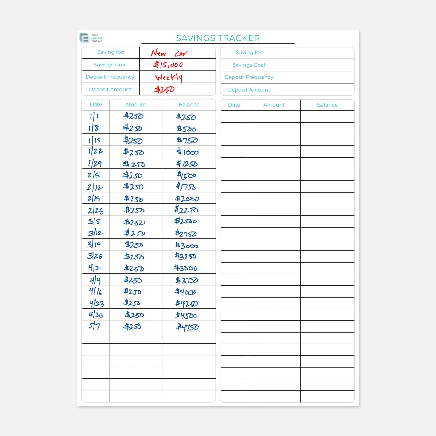 saving money template