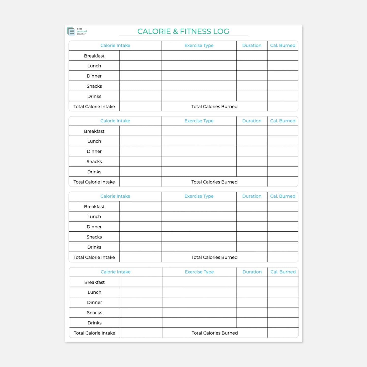 Printable Fitness Planner