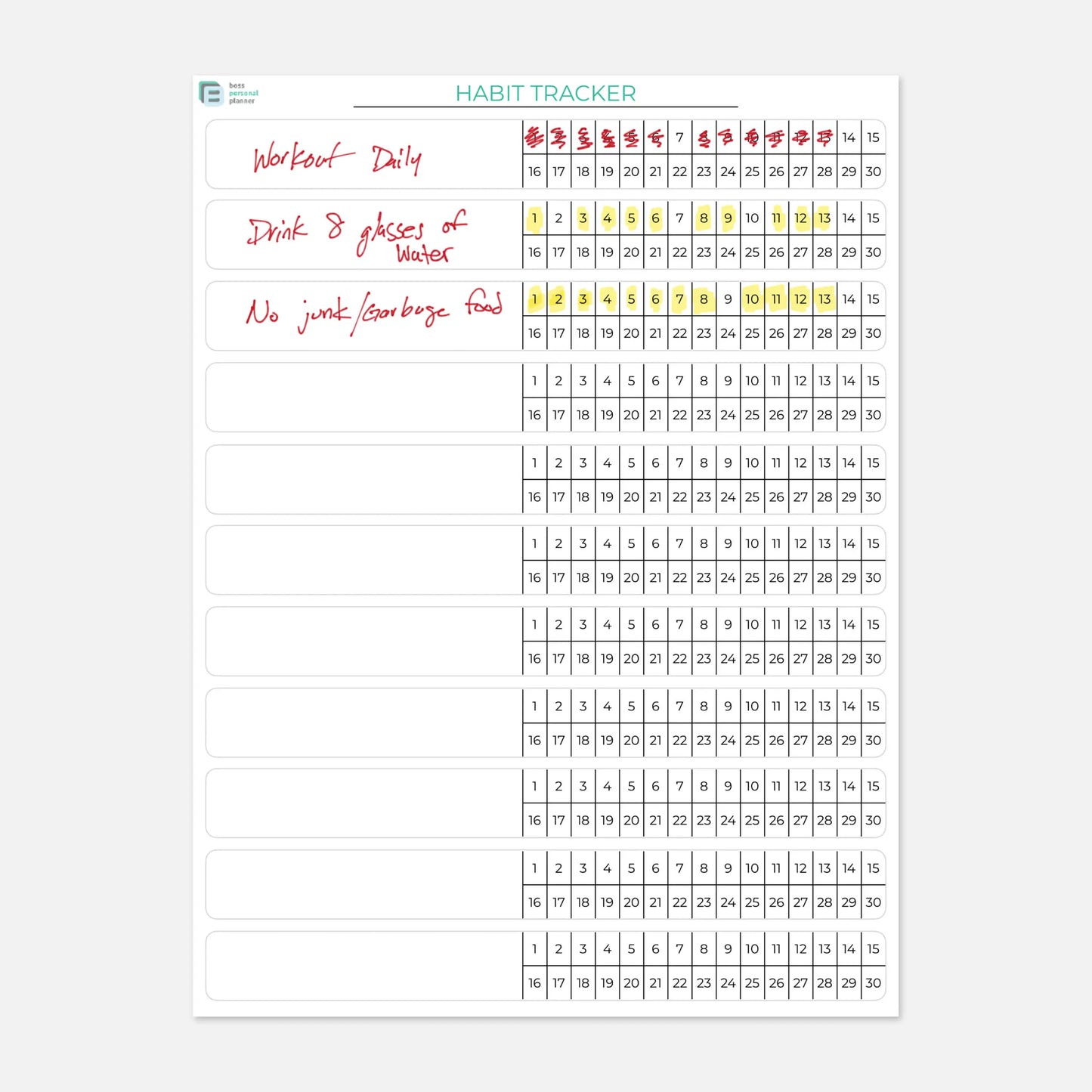 Printable Fitness Planner