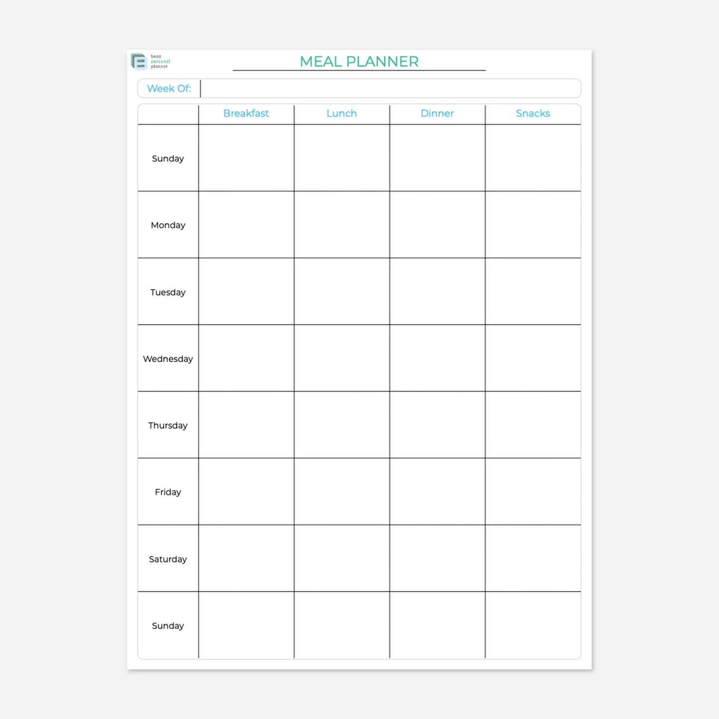 Printable Fitness Planner