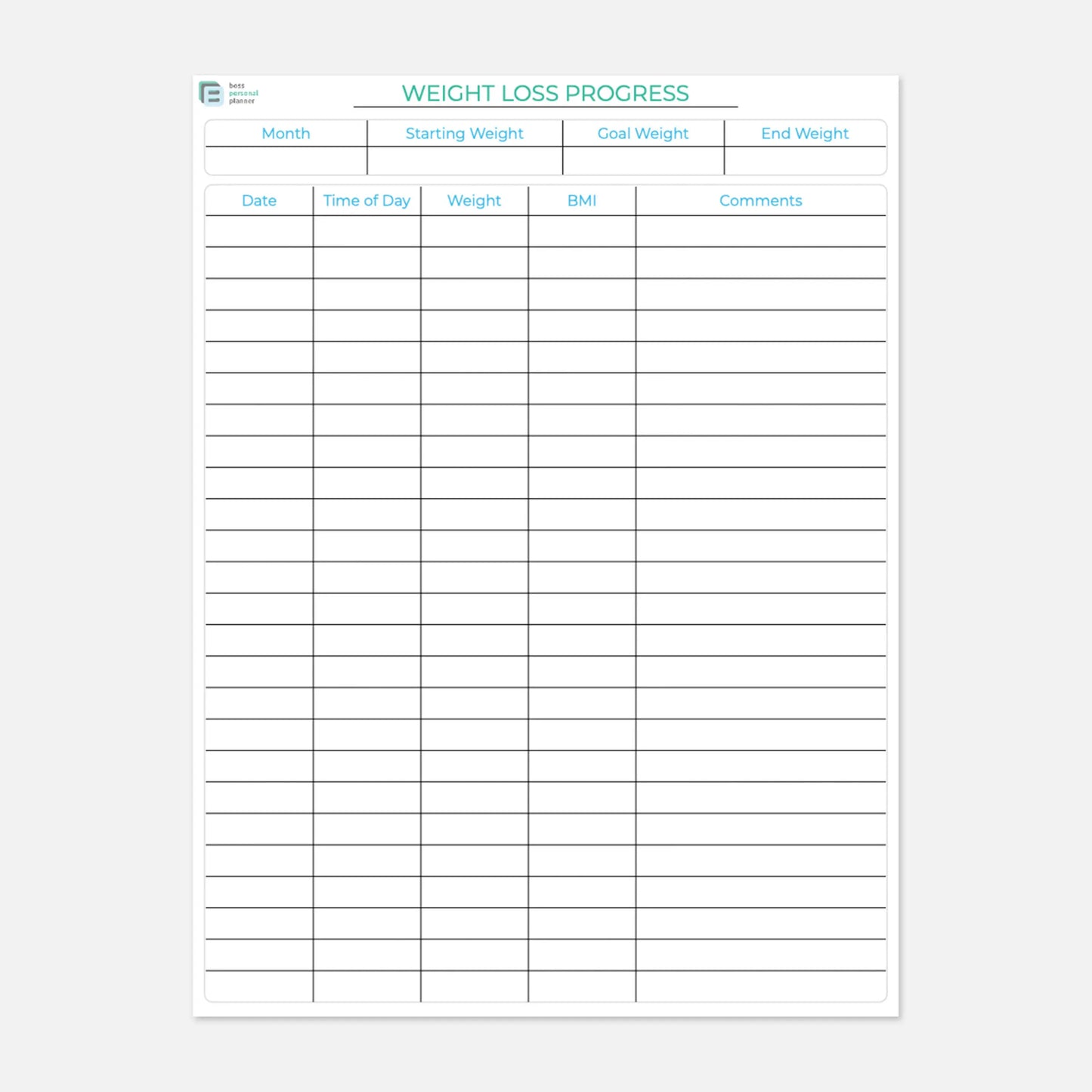 Printable Fitness Planner