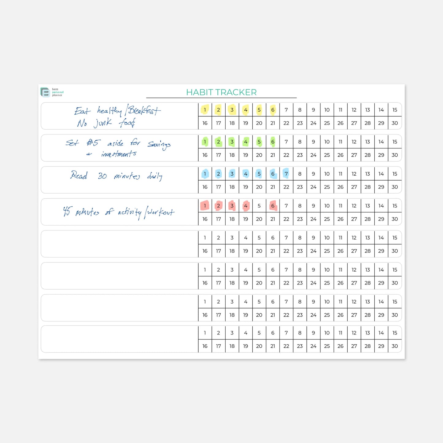 habit tracker daily planning