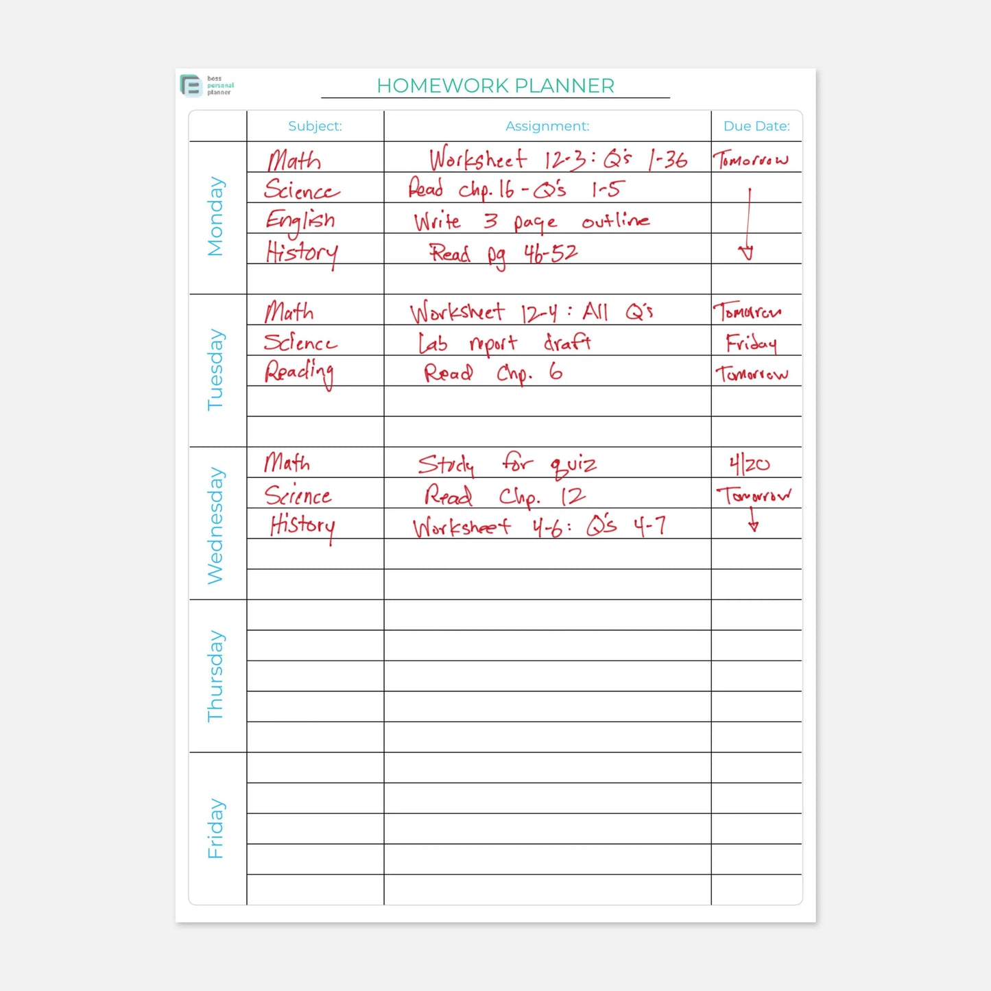 Printable Teacher Planner