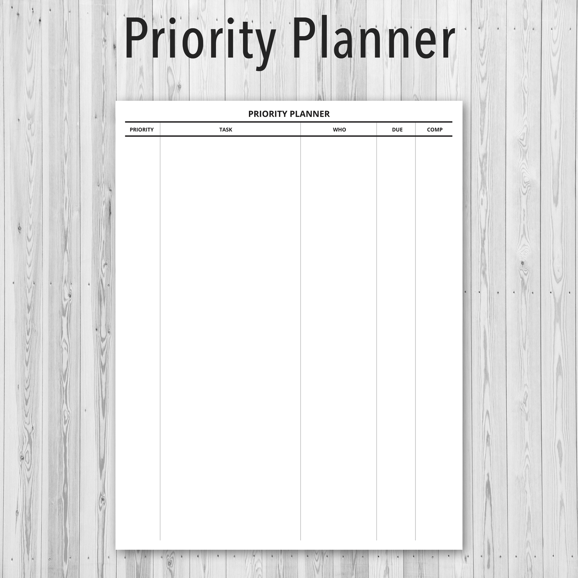 Printable PDF Personal Planner, Priority Planner