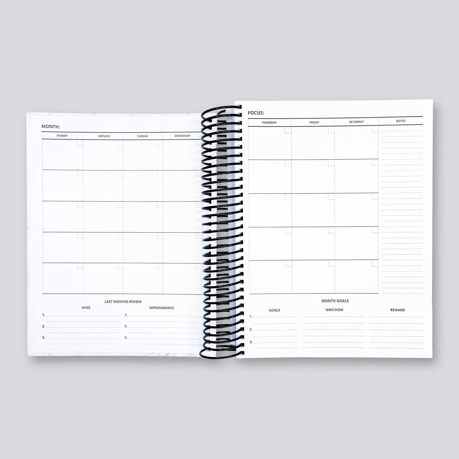 keep track of important dates with the monthly planner section