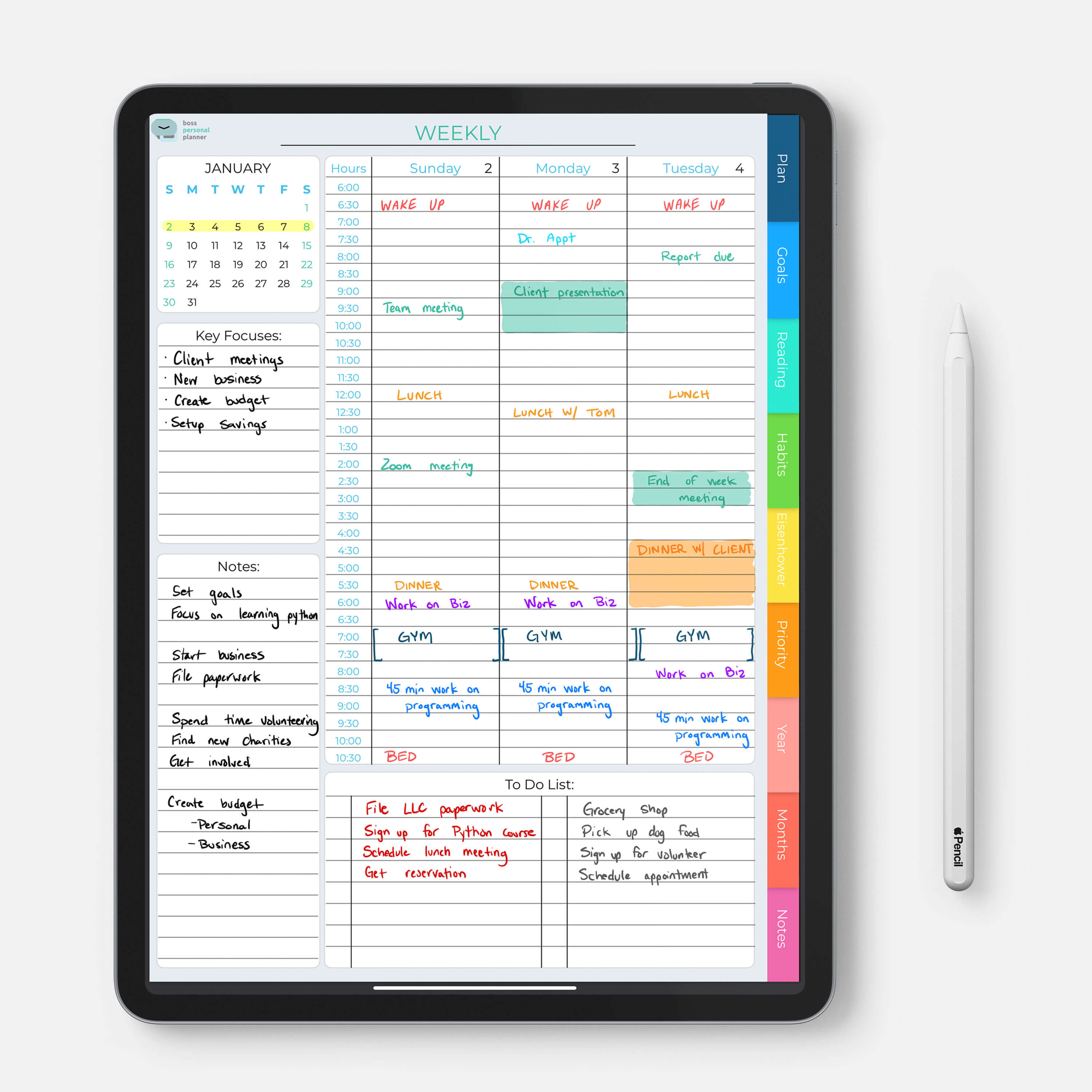 Digital Weekly Planner – Boss Personal Planner