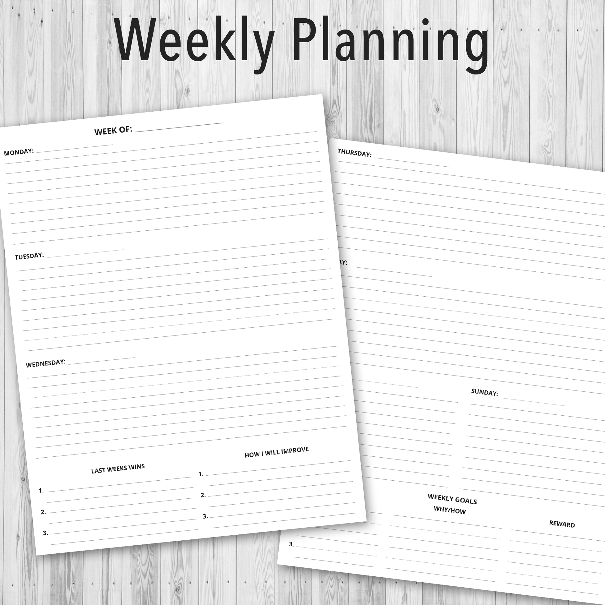 Printable PDF Personal Planner, Weekly Planning